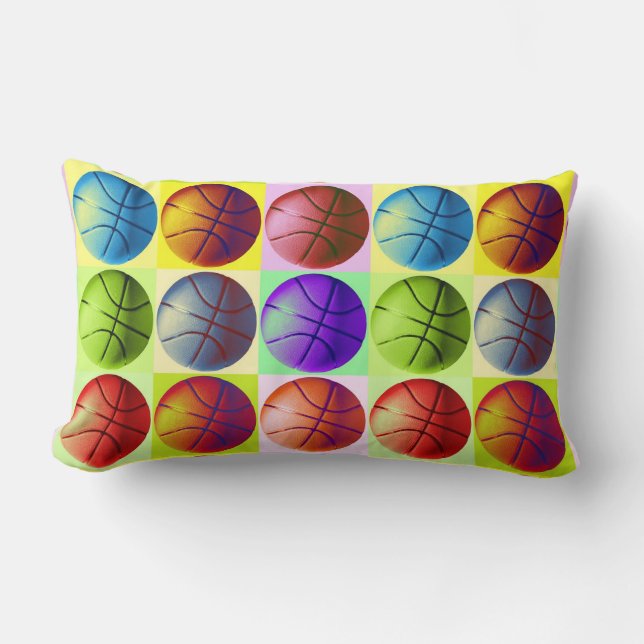 Pop Art Basketball Lumbar Pillow (Front)