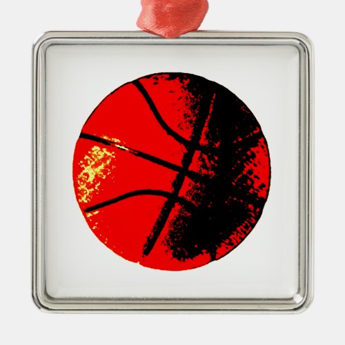 Pop Art Basketball Metal Ornament