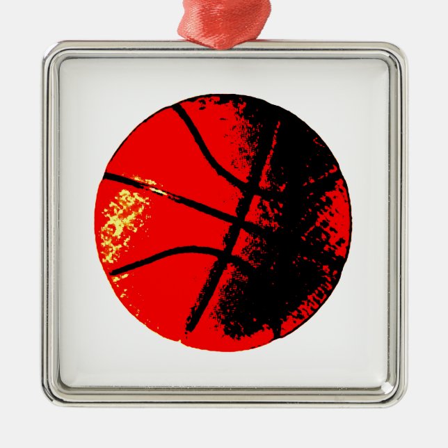 Pop Art Basketball Metal Ornament (Front)
