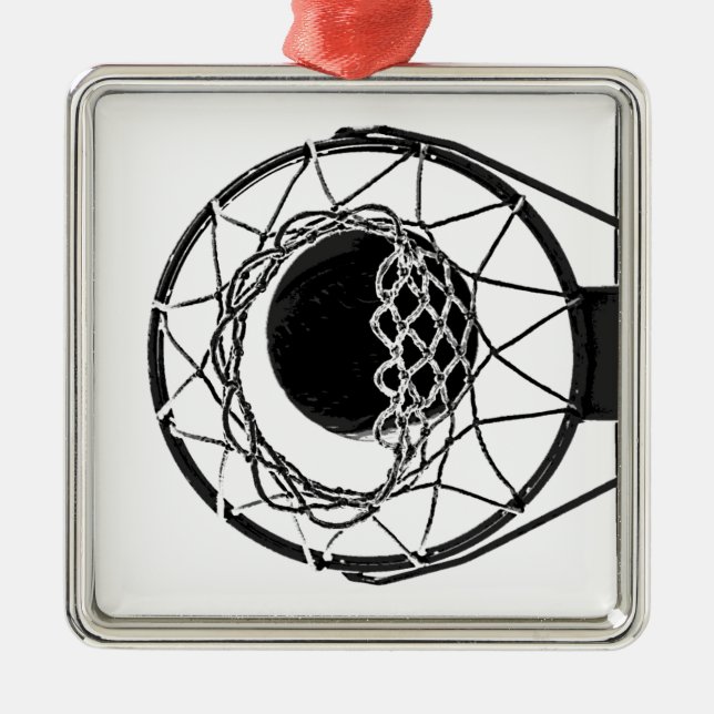 Pop Art Basketball Metal Ornament (Front)