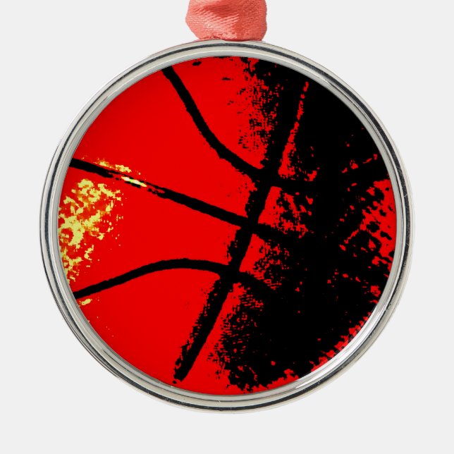 Pop Art Basketball Metal Ornament (Front)