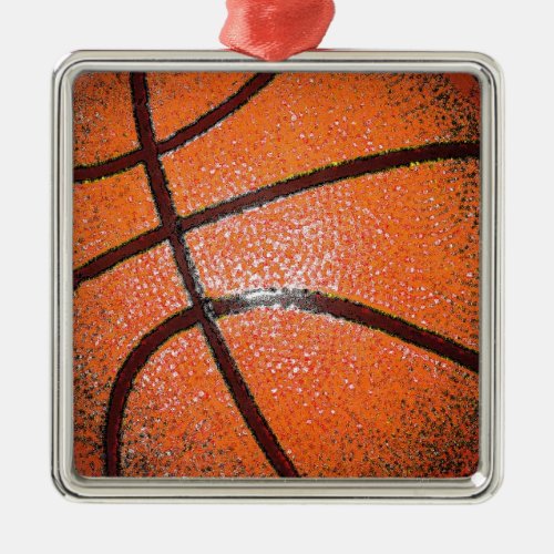 Pop Art Basketball Metal Ornament