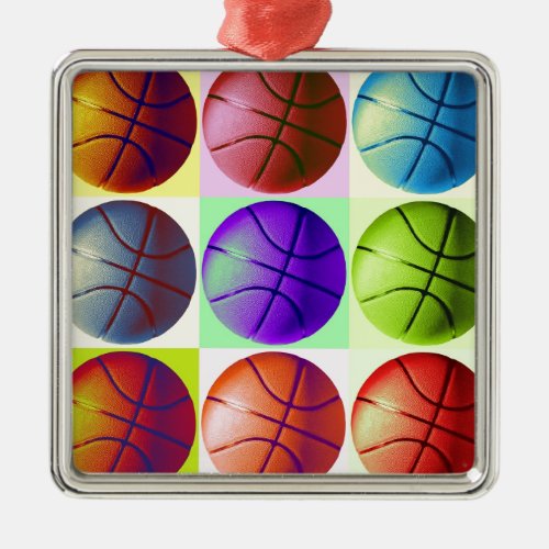 Pop Art Basketball Metal Ornament