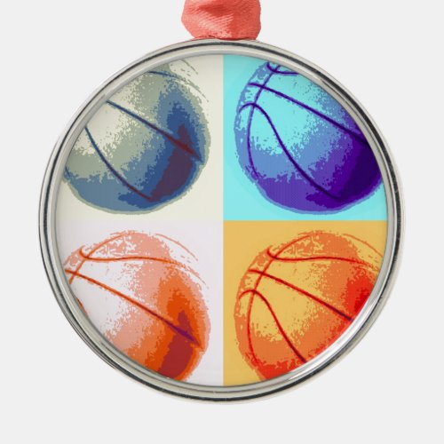 Pop Art Basketball Metal Ornament