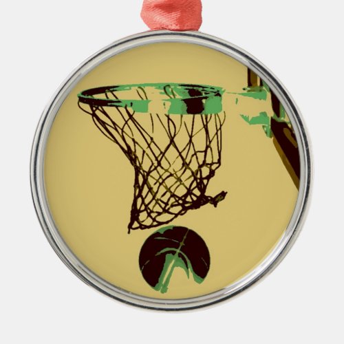 Pop Art Basketball Metal Ornament