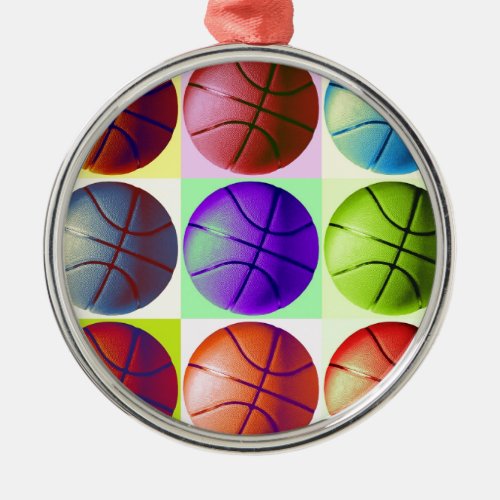 Pop Art Basketball Metal Ornament