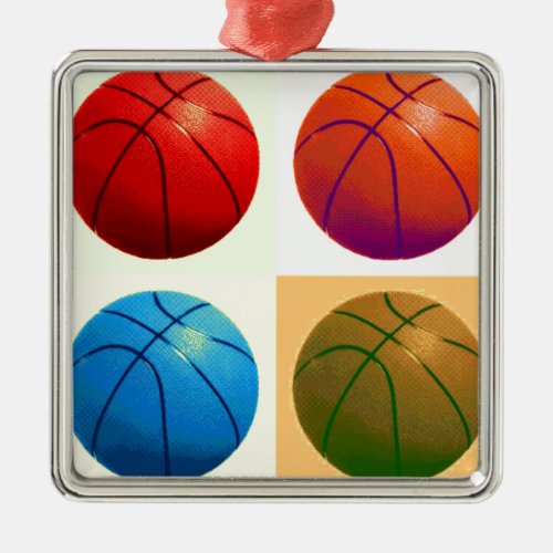 Pop Art Basketball Metal Ornament