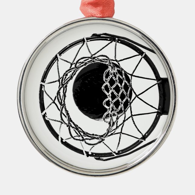 Pop Art Basketball Metal Ornament (Front)