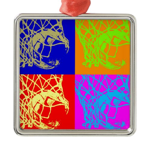Pop Art Basketball Metal Ornament