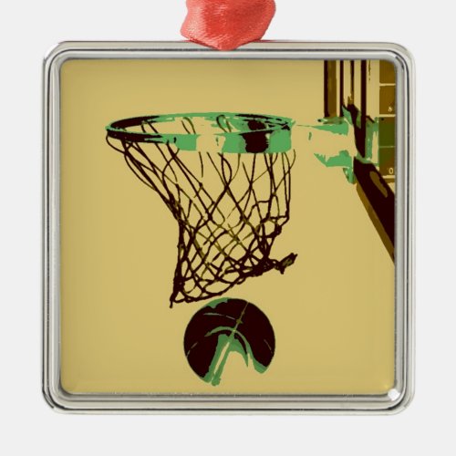 Pop Art Basketball Metal Ornament