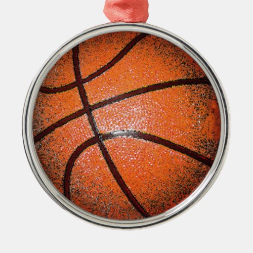 Pop Art Basketball Metal Ornament
