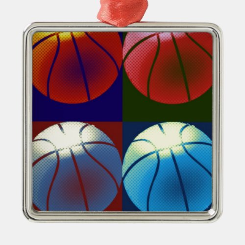 Pop Art Basketball Metal Ornament