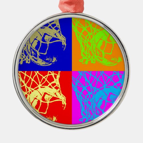 Pop Art Basketball Metal Ornament