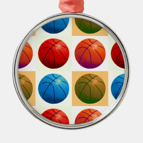 Pop Art Basketball Metal Ornament