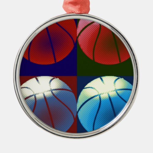 Pop Art Basketball Metal Ornament