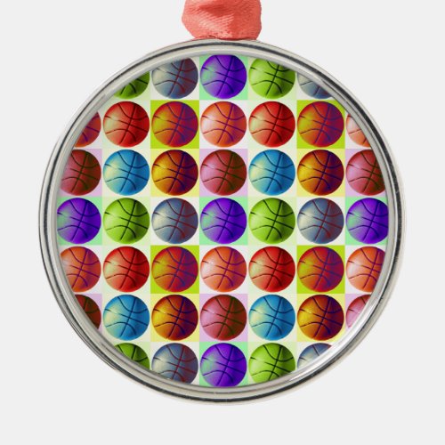 Pop Art Basketball Metal Ornament