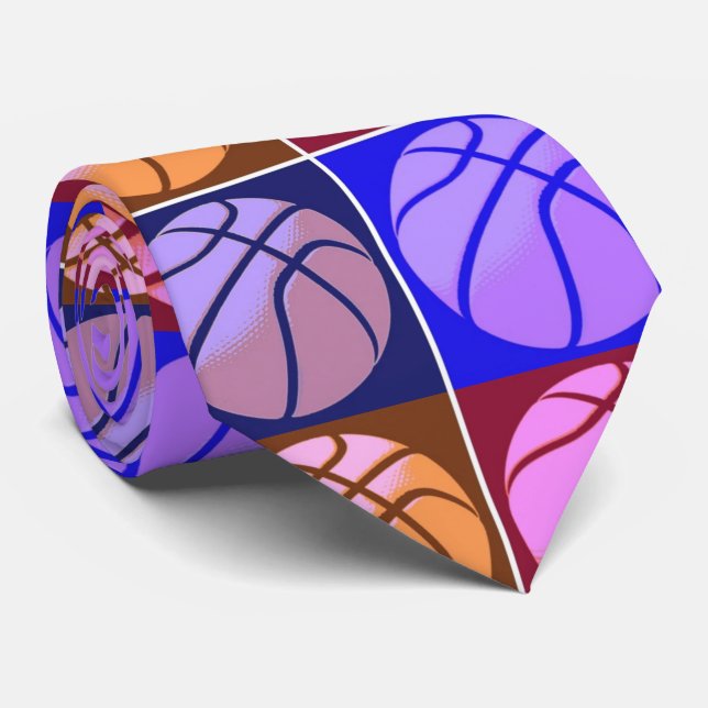 Pop Art Basketball Neck Tie (Rolled)