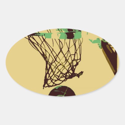 Pop Art Basketball Oval Sticker