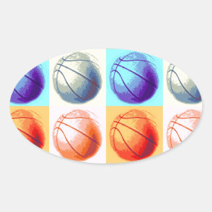 Pop Art Basketball Oval Sticker