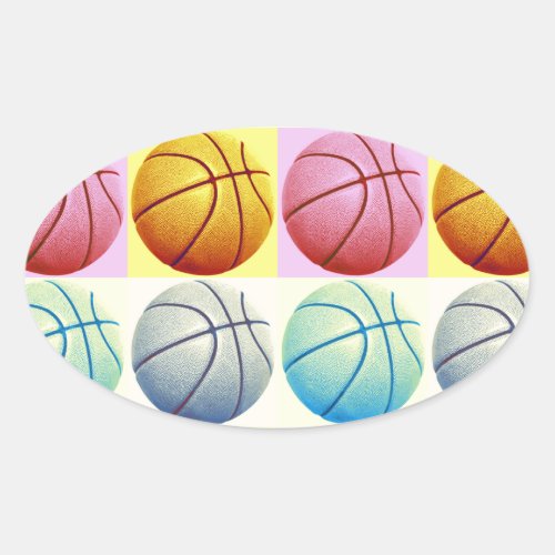 Pop Art Basketball Oval Sticker