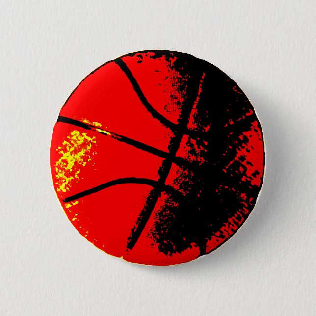 Pop Art Basketball Pinback Button (Front)