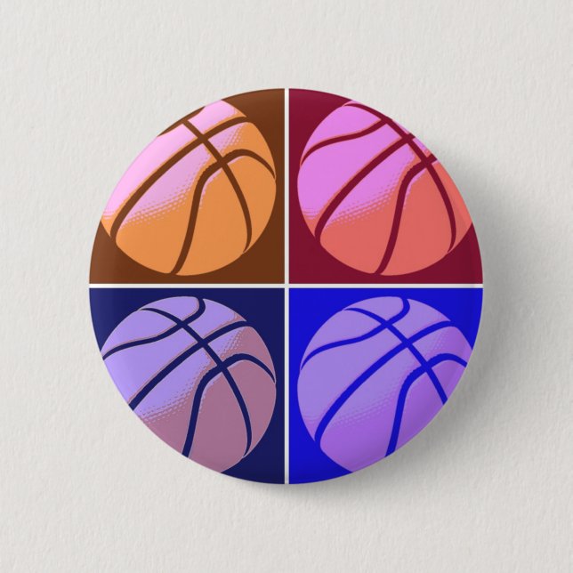 Pop Art Basketball Pinback Button (Front)