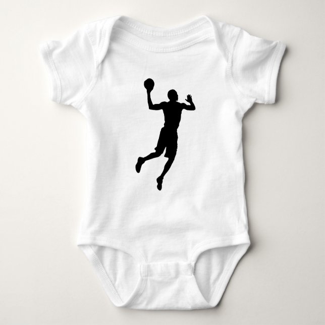 Pop Art Basketball Player Silhouette Baby Bodysuit (Front)
