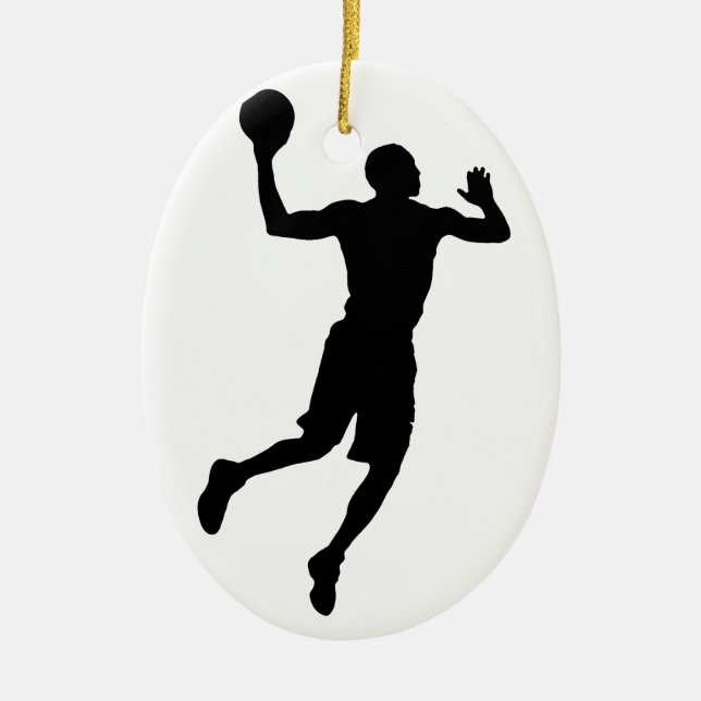 Pop Art Basketball Player Silhouette Ceramic Ornament (Front)