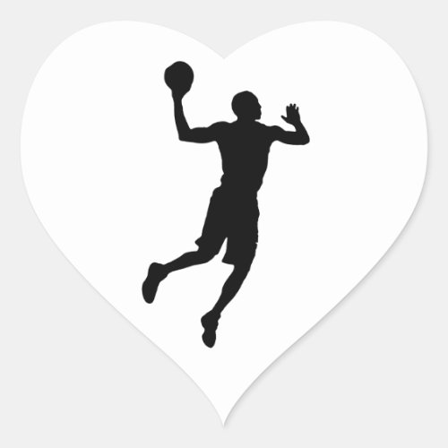 Pop Art Basketball Player Silhouette Heart Sticker