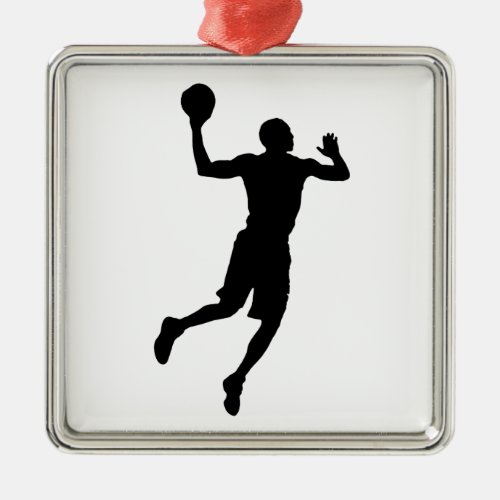 Pop Art Basketball Player Silhouette Metal Ornament