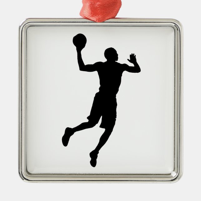 Pop Art Basketball Player Silhouette Metal Ornament (Front)