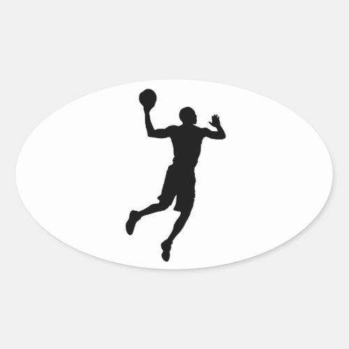 Pop Art Basketball Player Silhouette Oval Sticker