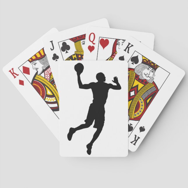 Pop Art Basketball Player Silhouette Poker Cards (Back)
