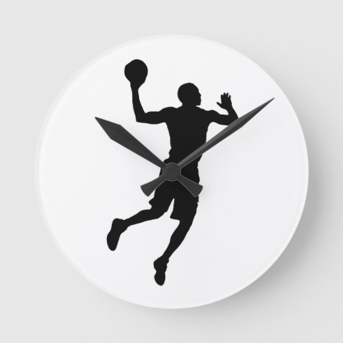 Pop Art Basketball Player Silhouette Round Clock