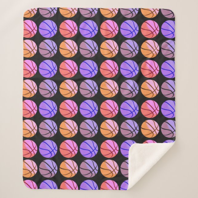 Pop Art Basketball Sherpa Blanket (Front)