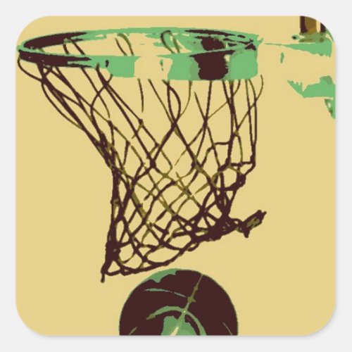 Pop Art Basketball Square Sticker