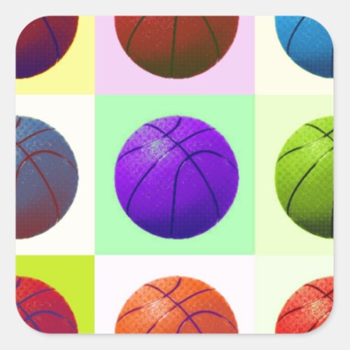 Pop Art Basketball Square Sticker