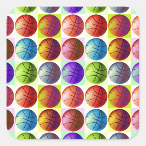 Pop Art Basketball Square Sticker