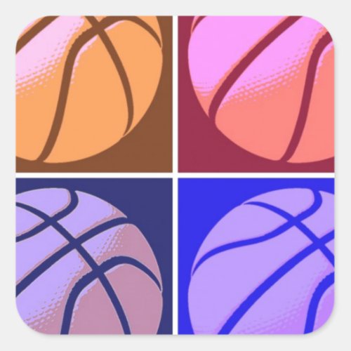 Pop Art Basketball Square Sticker