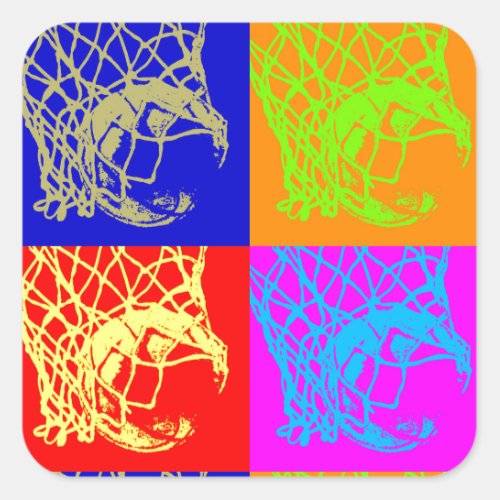 Pop Art Basketball Square Sticker