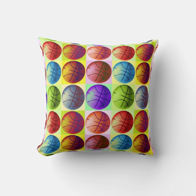 Pop Art Basketball Throw Pillow (Front)