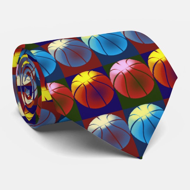 Pop Art Basketball Tie (Rolled)
