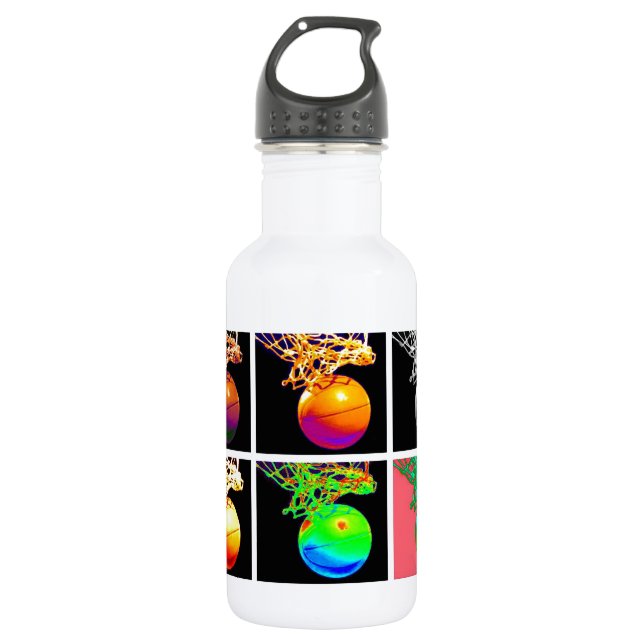 Pop Art Basketball Water Bottle (Front)
