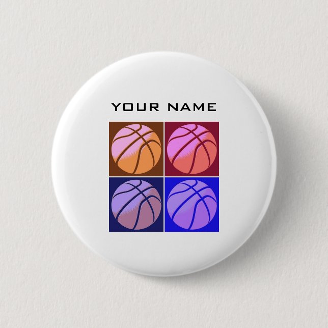 Pop Art Basketball Your Name Button (Front)