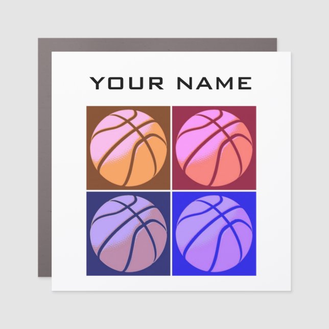 Pop Art Basketball Your Name Car Magnet (Front)