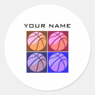 Pop Art Basketball Your Name Classic Round Sticker