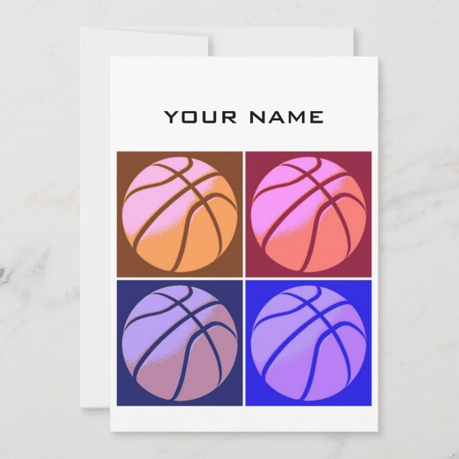 Pop Art Basketball Your Name Holiday Card (Front)