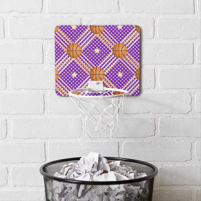 Pop Art Basketballs Mini Basketball Hoop (In Situ)
