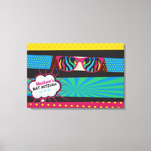POP ART Bat Mitzvah Sign In MEMORY Board (Front)