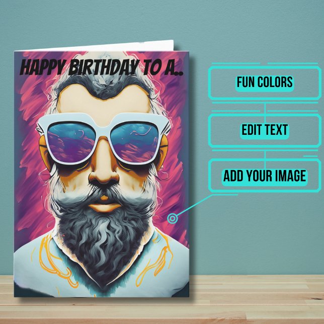 Pop Art Bearded Dude Birthday Card (This unique funny card is specifically for the friend in your life with the awesome beard. )